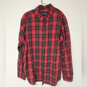 St. John's Bay Men's Red and Black Flannel Shirt